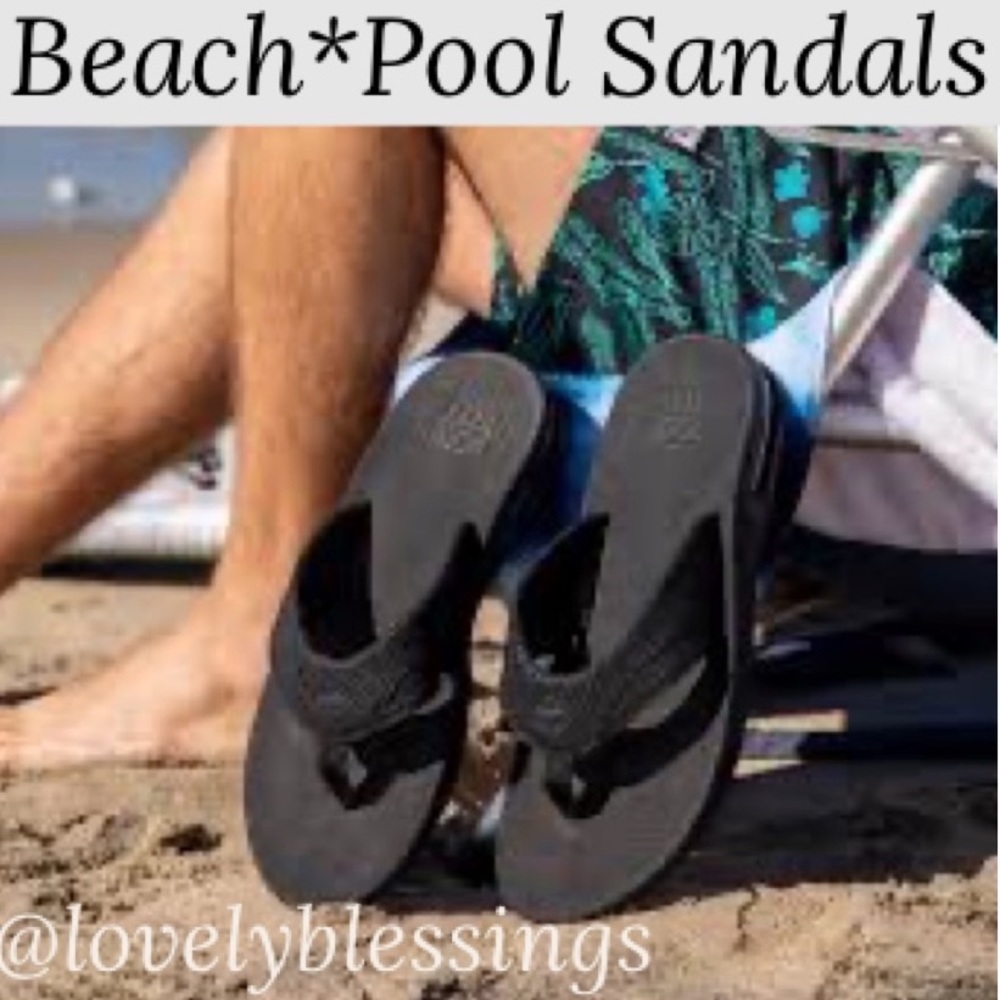 Black Slip On Sandals Black Flip Flops Beach Slides Pool Shoes Mens Size 11